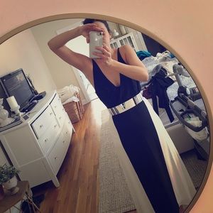 Black and white long evening gown